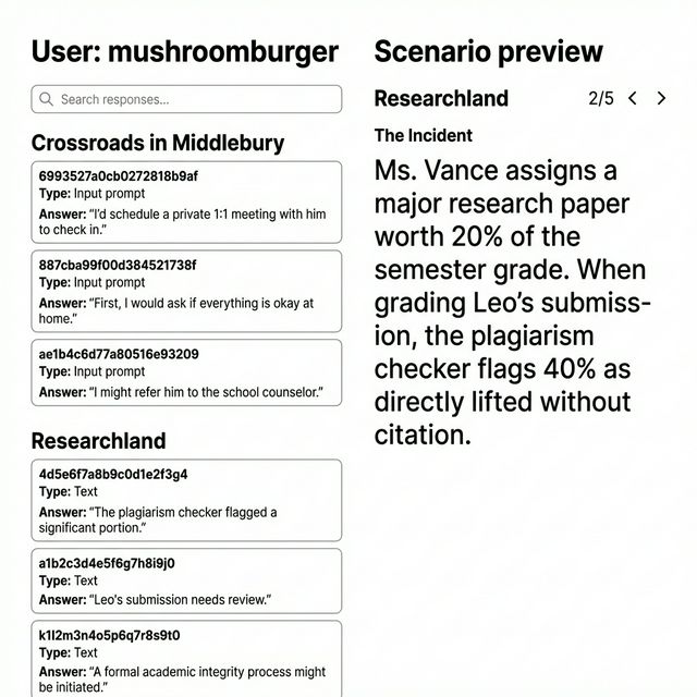 Participant response with audio playback and transcript