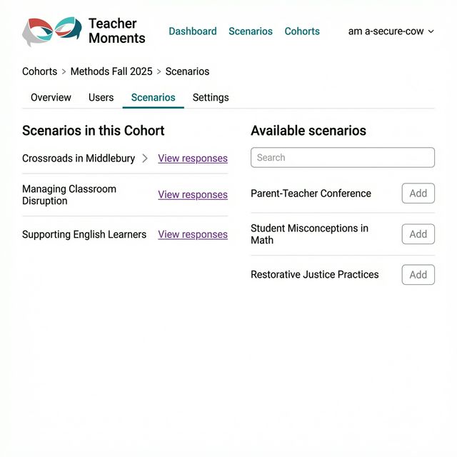 Cohort management with assigned and available scenarios